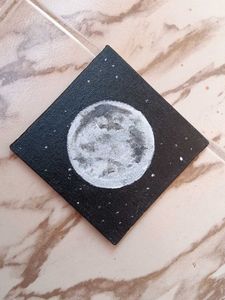 Moon Painting In a 4X4 Canvas
