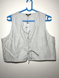 NUON by Westside Sage Stripe Printed Cotton Top