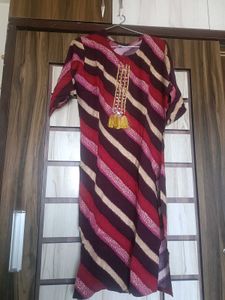 Striped Red &amp; Brown Kaftan Dress