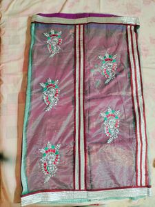 Purple Colour Party Wear Net Saree