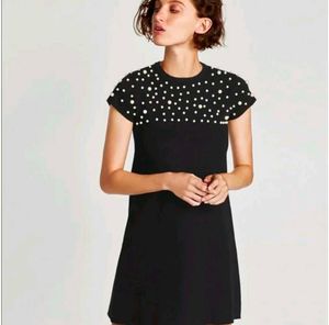 Zara Black Pearl Embellished Dress