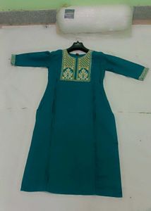 Teal Embroidered Kurti