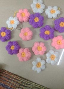 Crochet Puff Flower Keychain , Bagcharms