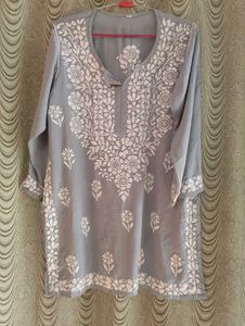 Grey Chikankari Short Kurti ❤️🎀