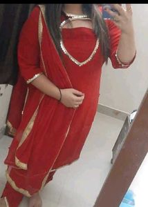 Red Georget Kurtiee Pant