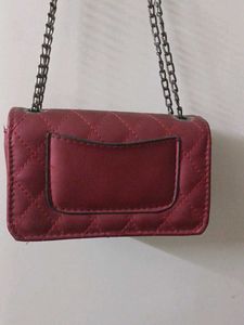 Quilted Cherry Mini Sling Bag with Chain Strap