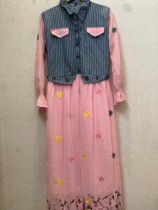 Striped Denim &amp; Pink Dress