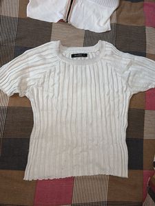 White Ribbed Top
