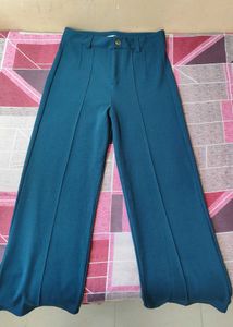 Regular Fit Teal Green Trouser For Women