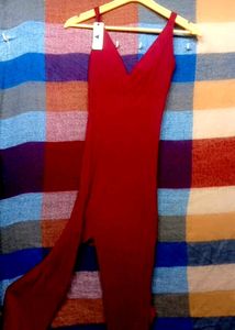 Padded Hot Red Jumpsuit