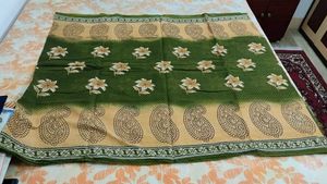 Pure Cotton Saree Olive Green