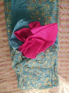 Embroidered Turquoise Fabric