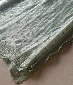 Pista Green  Silk Saree With Embroidery Work