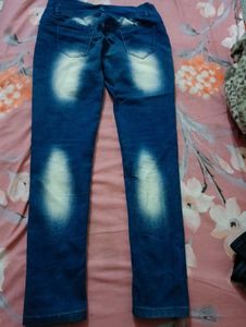 Distressed Embellished Blue Jeans