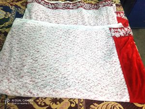 Soft Net Saree With Red Velvet Pallu..