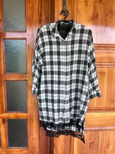 Zara Check Long Shirt Top
