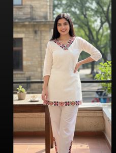 Ivory schiffli Co-ord Set