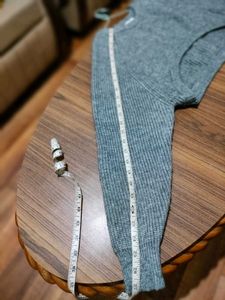 Grey Cropped Knit Sweater