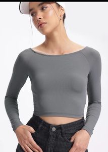 Gray Long Sleeve Top