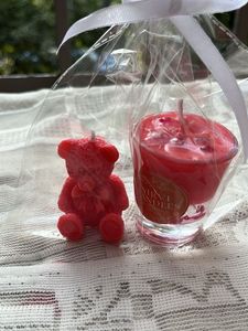 Combo Of Teddy Bear And One Glass Candle