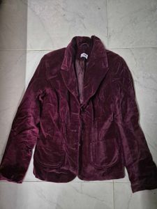 Burgundy Velvet Blazer