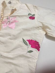 Floral Embroidered Tunic Apple Cut Top