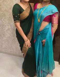 Bottle Green With Copper Boarder Saree