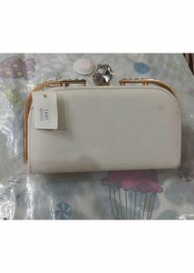 White Clutch with Gemstone Clasp