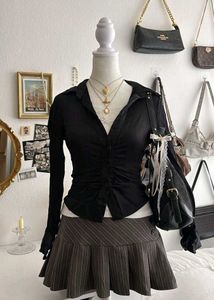 Black Office Siren Ruched Shirt