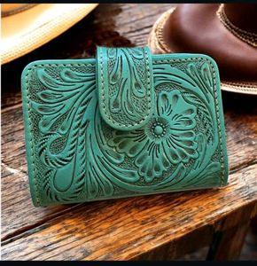 Tooled leather Mini Wallet