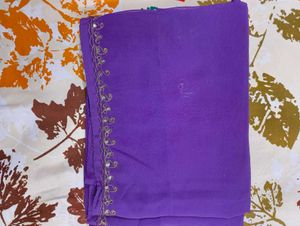 Purple Saree with stiched blouse