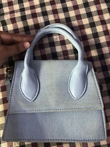 Light Blue Denim Mini Top Handle Bag