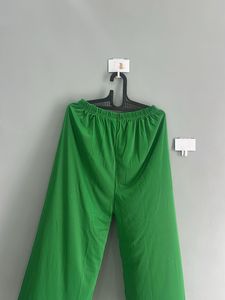 Green Lace Trim Palazzos (Upto xL, Stretchable)