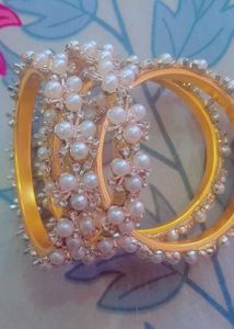 Pearl &amp; Rhinestone Bangle Set