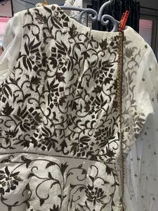 cream full hand work Chaniya choli wid net dupatta