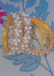 Pearl &amp; Rhinestone Bangle Set