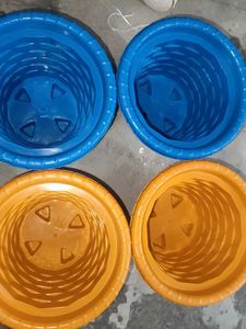 Colorful Plastic Plant Pots - Set of 4