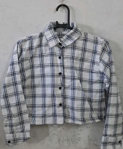 White Striped Crop Shirt
