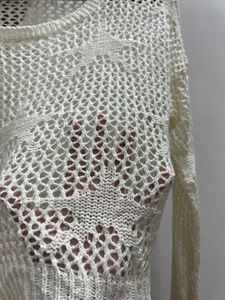 white Crochet Knit Sweater