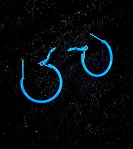Neon Yellow and Blue Hoop Earrings