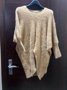 Stylish Beige Knit Tunic Top