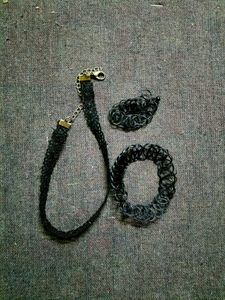 Set Of 2 Chokers And One Handband