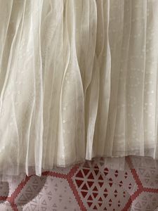 Cream Pleated Tulle Skirt