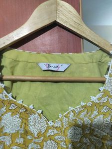 Bunaai Yellow White Block Print Suit Set