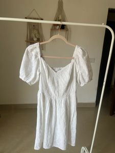 Puff sleeves Eyelet White Mini Dress