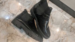 Black Patent Leather Ankle Boots