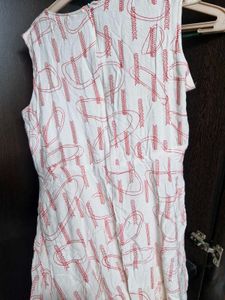 White &amp; Red Print Sleeveless Dress