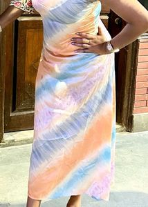 Satin Tie-Dye Maxi Adjustable Slip Dress