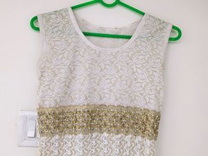 Off White And Gold Colour Dress