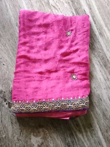 Pink Colur Heavy Work Saree For Sale